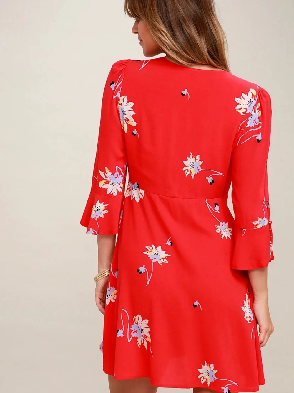Free People Time on My Side Red Floral Wrap Dress (XS)